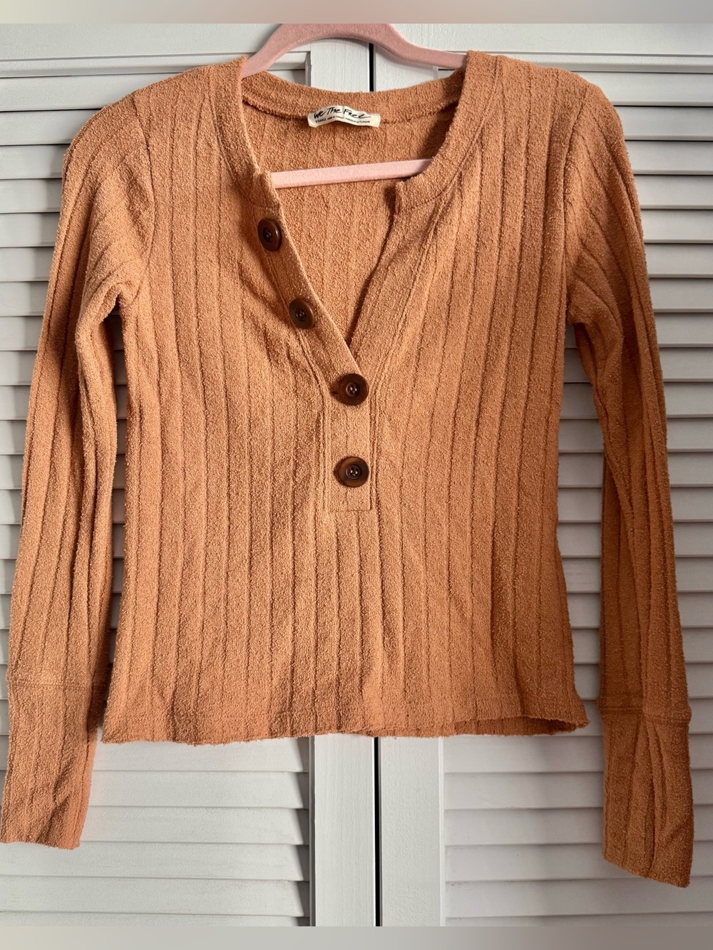 We The Free Textured Knit Sweater in Warm Terracotta